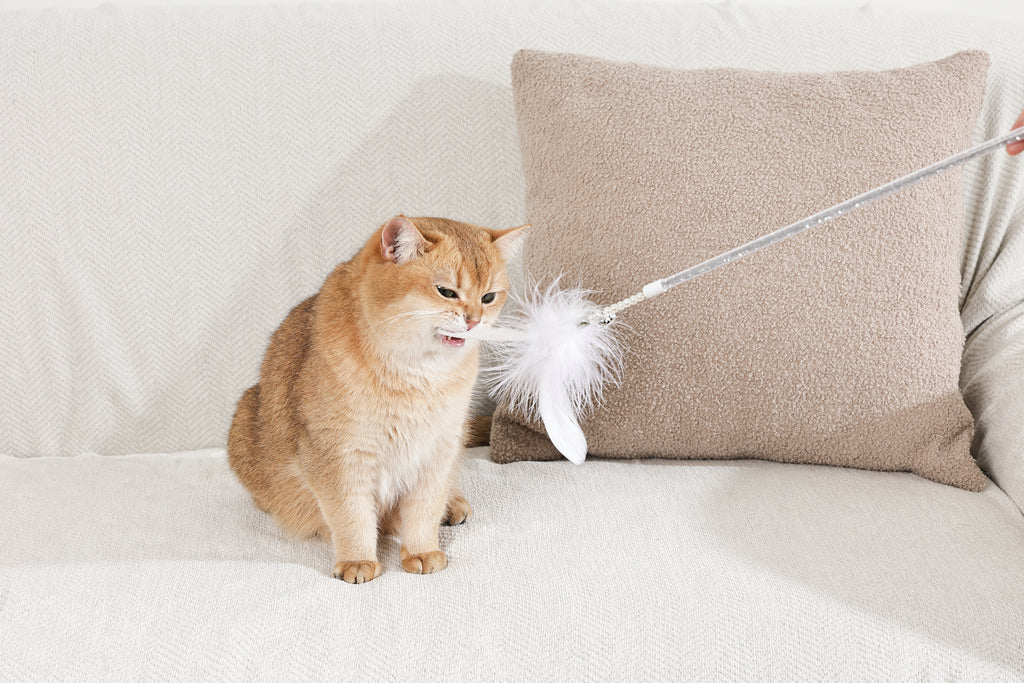 MoonCAT - bacchetta per gatti Piuma Galattica Rosa/Blu Argento e Bianco