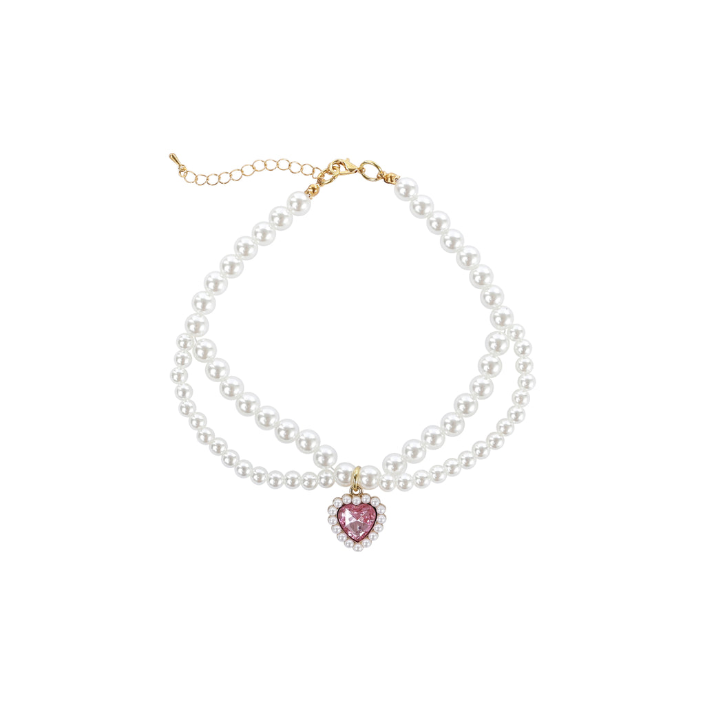 GLAM Pet Necklace Pink heart