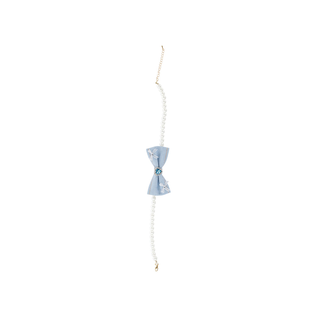 GLAM Pet Necklace Blue Denim Pearl