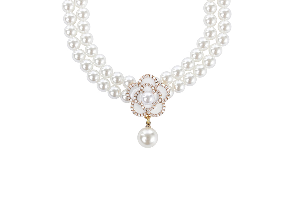 GLAM Pet Necklace White Camellia