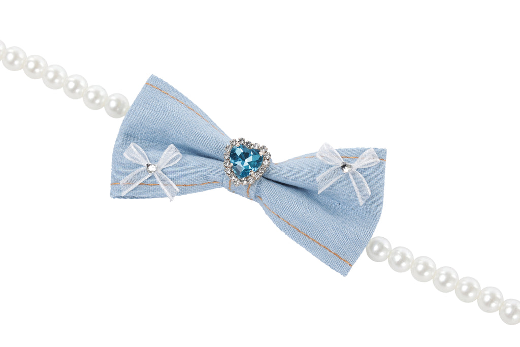 GLAM Pet Necklace Blue Denim Pearl