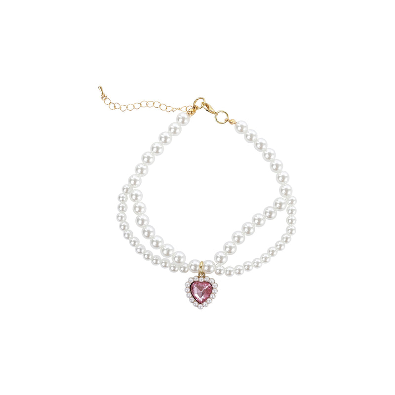 GLAM Pet Necklace Pink heart