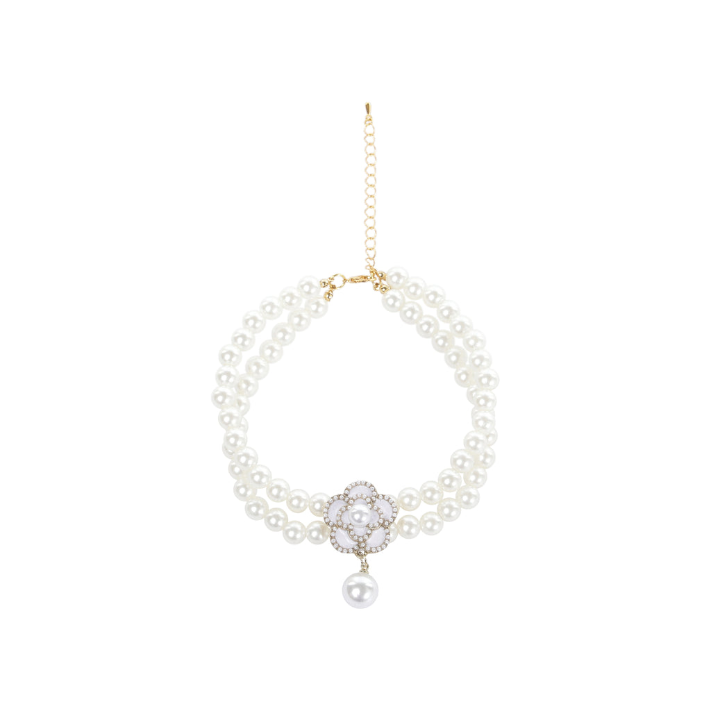 GLAM Pet Necklace White Camellia