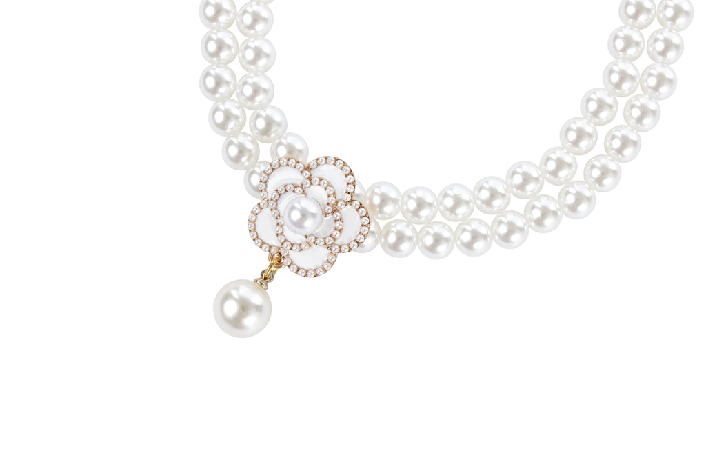 GLAM Pet Necklace White Camellia
