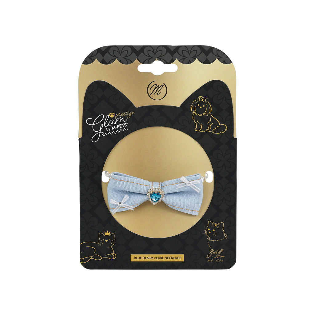 GLAM Pet Necklace Blue Denim Pearl