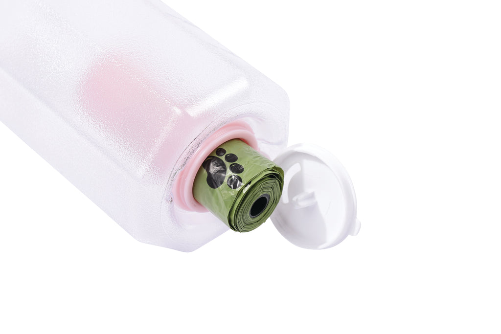 ON THE ROAD Dog water bottle 600 ml - 3 in 1 - Pink bloom
