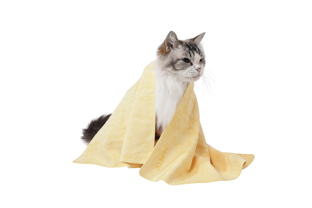 BATHTIME Quick-dry Towel for Cats and Dogs Yellow Bubble