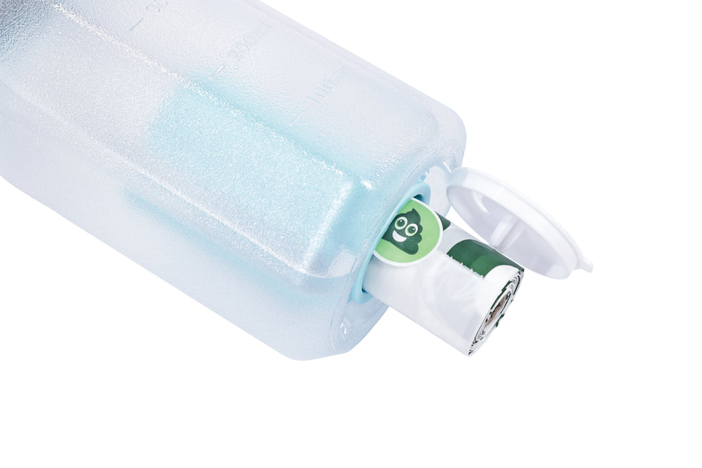 ON THE ROAD Dog water bottle 600 ml - 3 in 1 - Blue mist