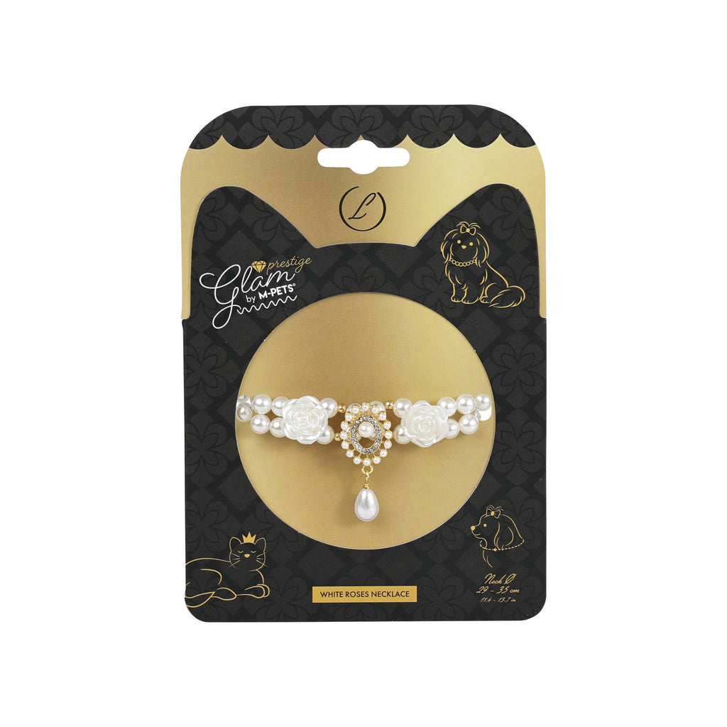 GLAM Pet Necklace White Roses