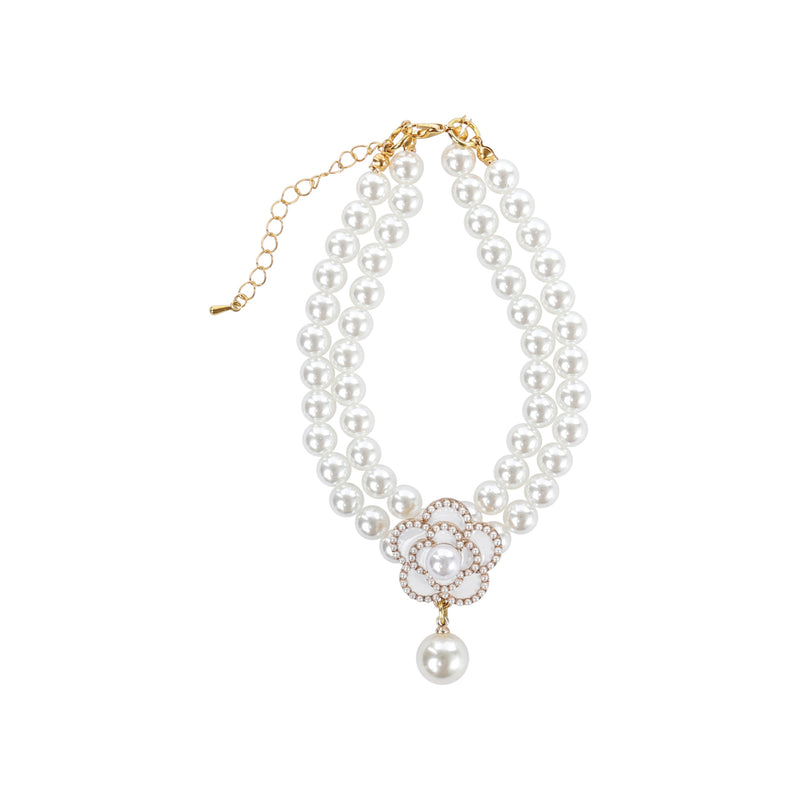 GLAM Pet Necklace White Camellia