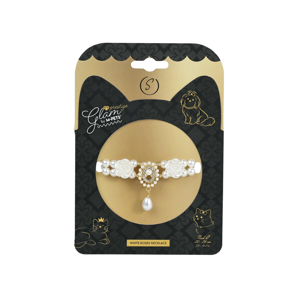 GLAM Pet Necklace White Roses