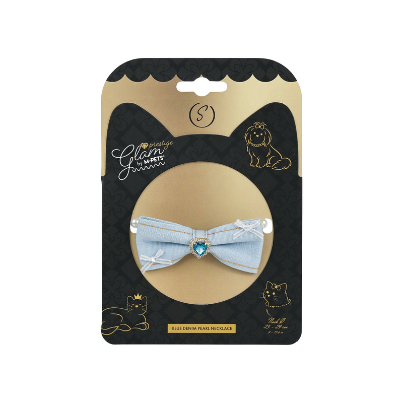 GLAM Pet Necklace Blue Denim Pearl