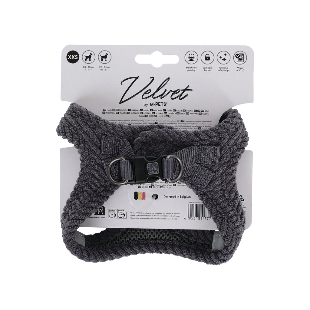 VELVET Dog harness Misty Grey
