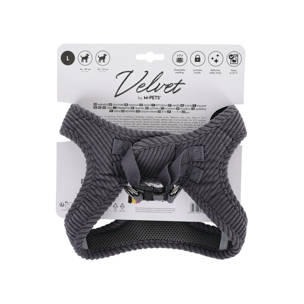 VELVET Dog harness Misty Grey