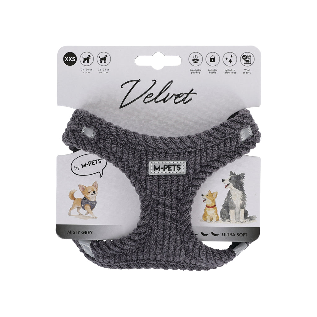 VELVET Dog harness Misty Grey