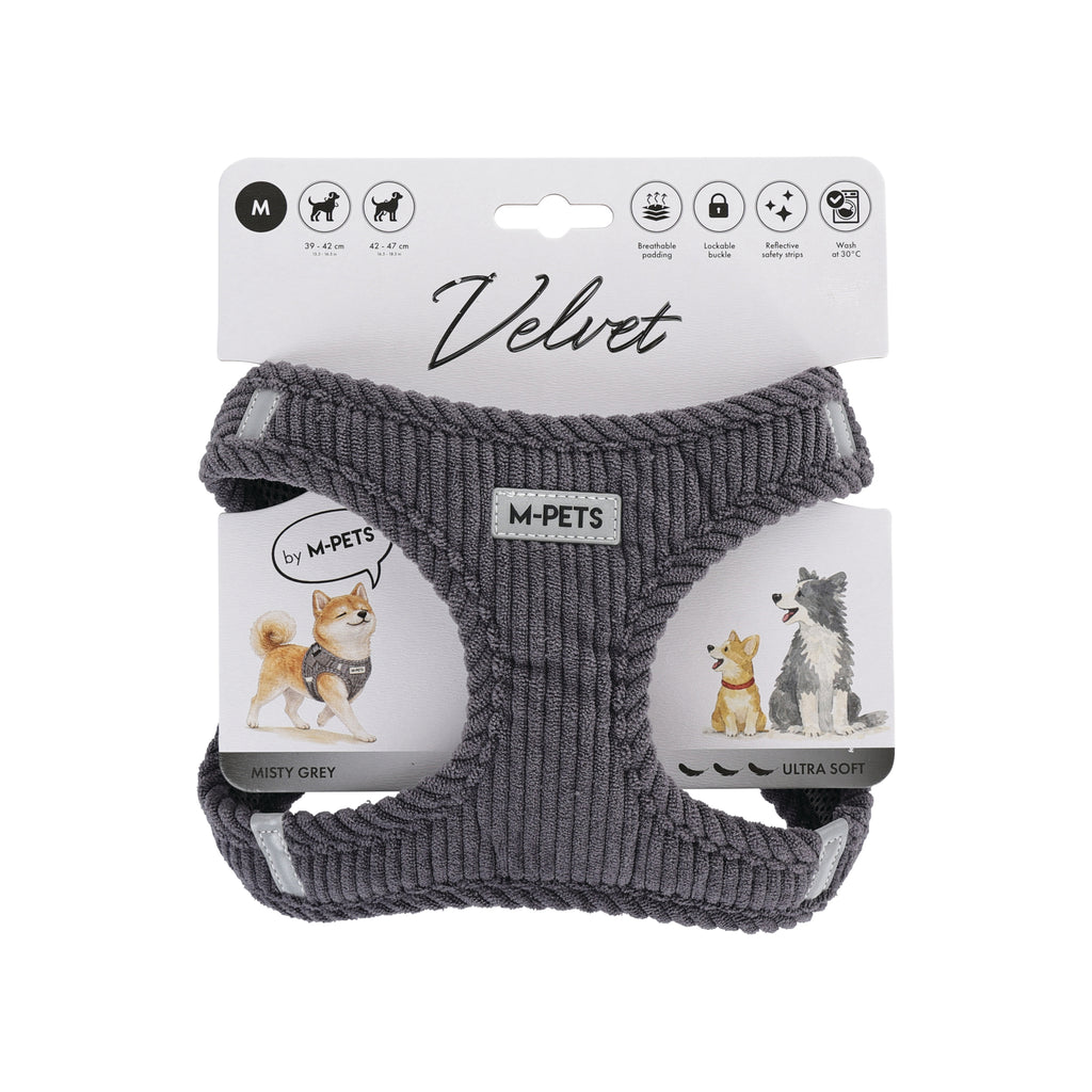 VELVET Dog harness Misty Grey