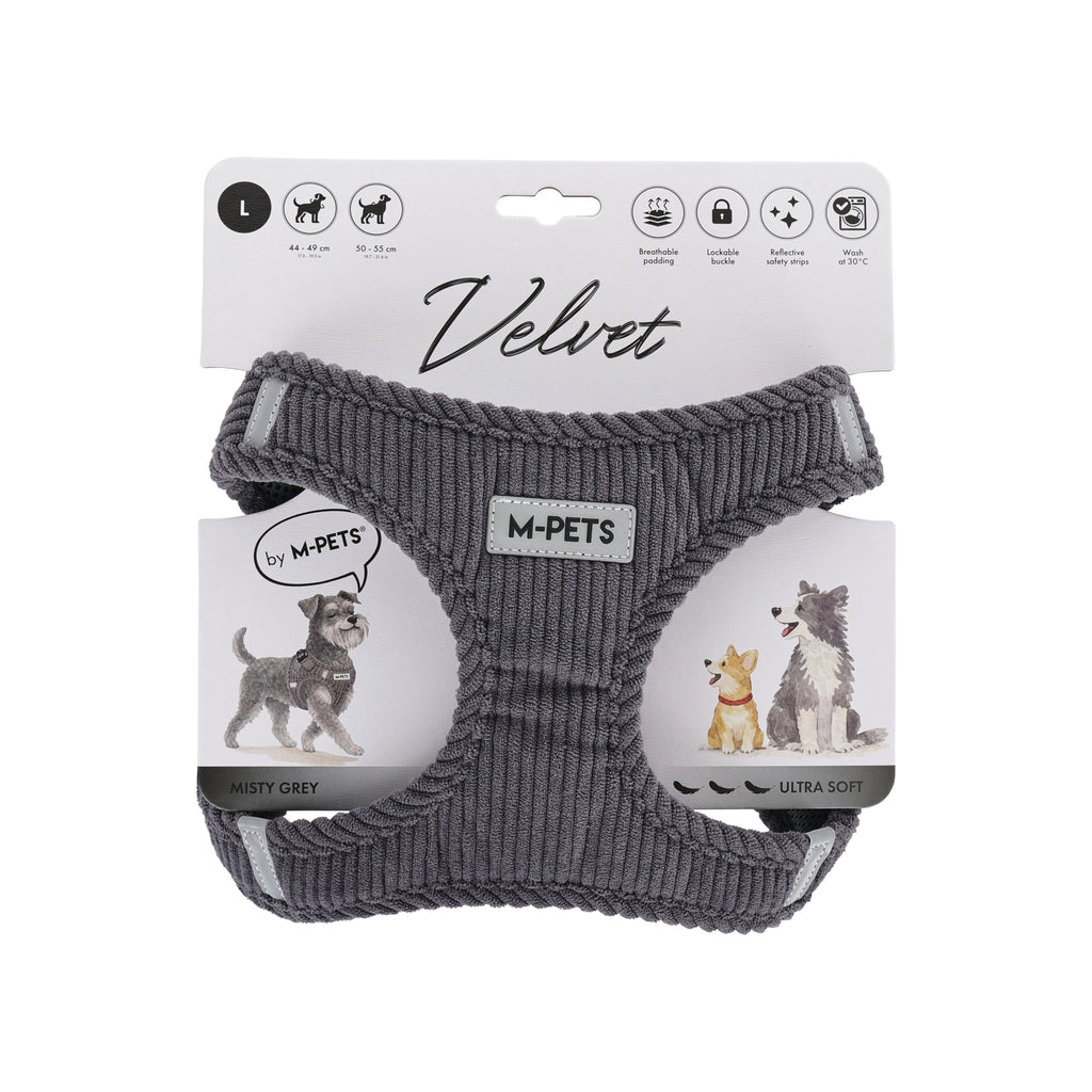 VELVET Dog harness Misty Grey