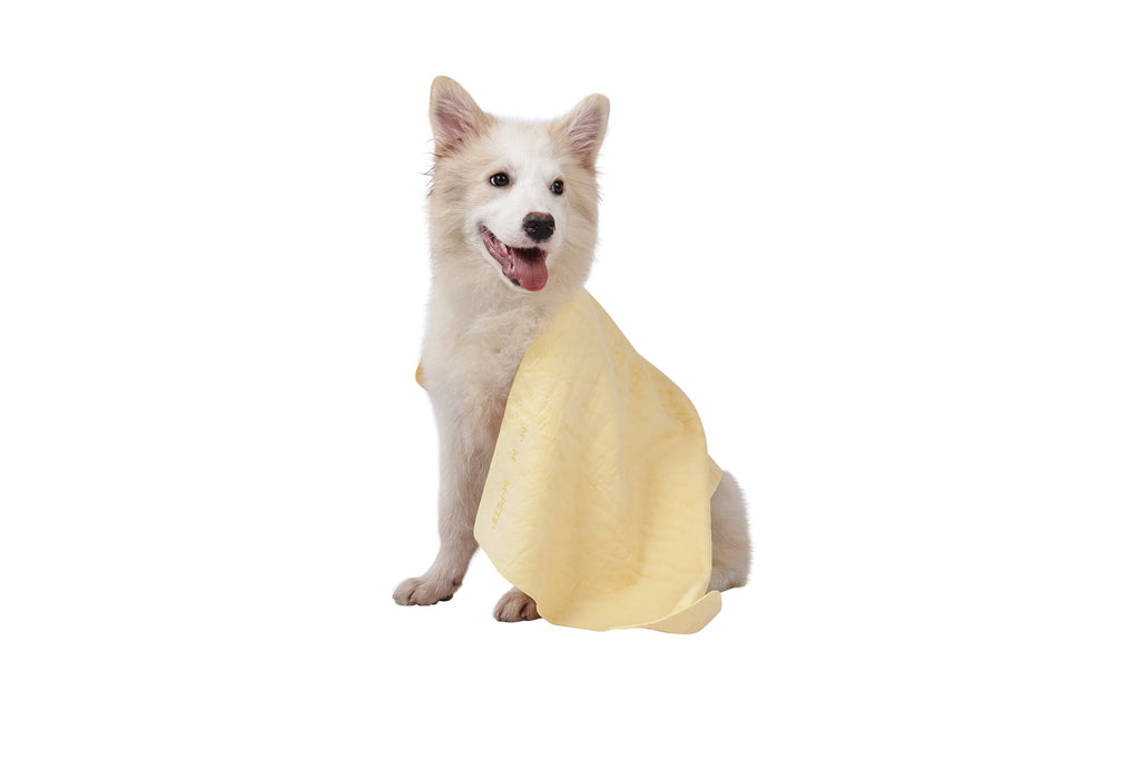 BATHTIME Quick-dry Towel for Cats and Dogs Yellow Bubble