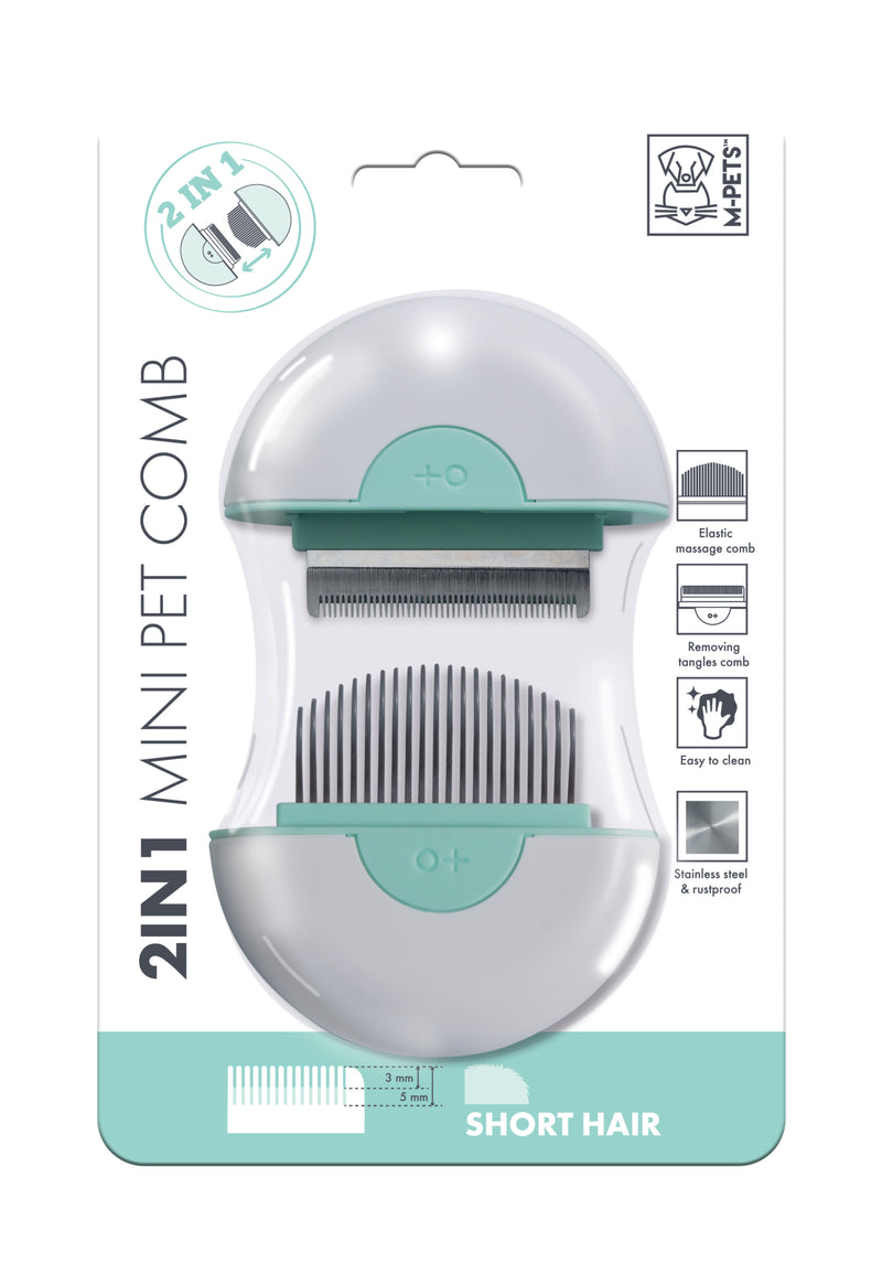 Pettine Mini 2 in 1 per animali domestici a pelo corto - Verde