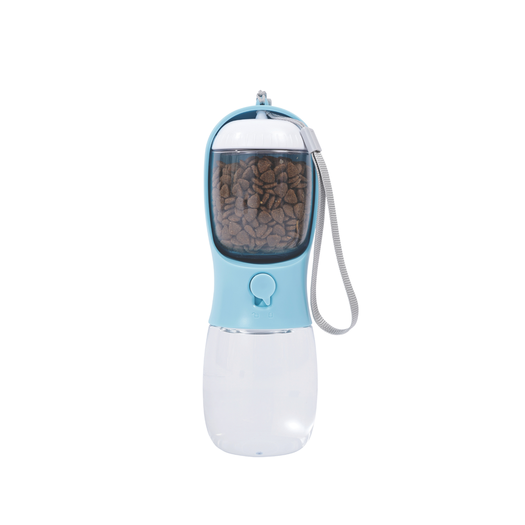 ON THE ROAD -  Dog water bottle 300 ml 2 in 1 - Blue mist