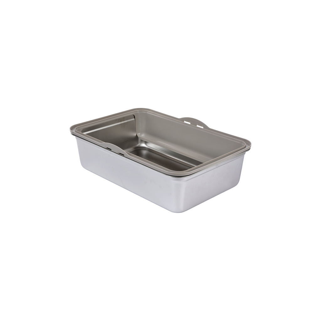 SteelCare Cat litter tray with rim Stainless steel Large
