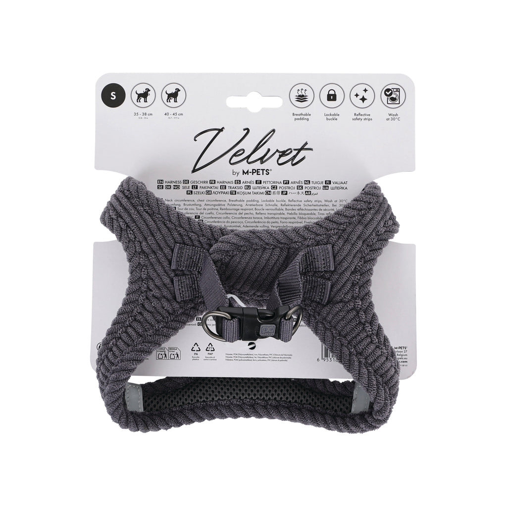 VELVET Dog harness Misty Grey