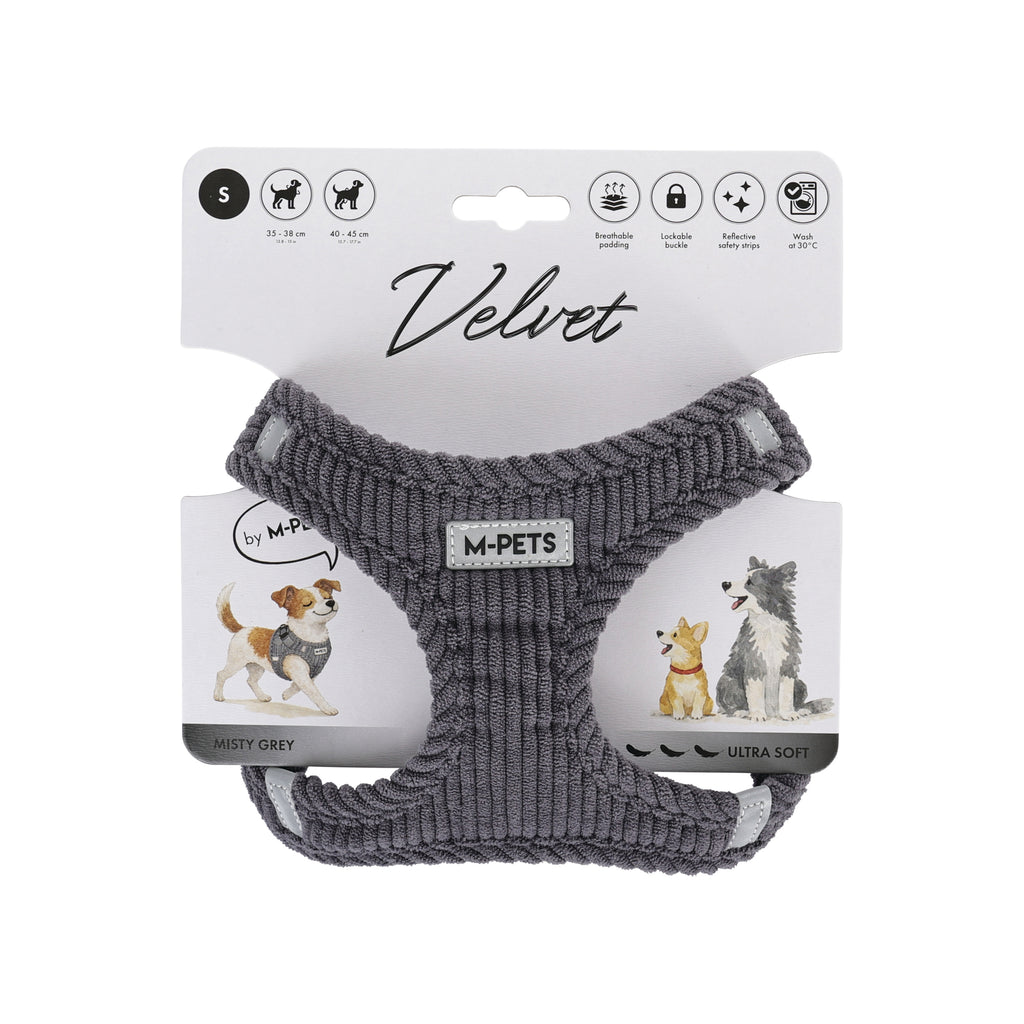 VELVET Dog harness Misty Grey