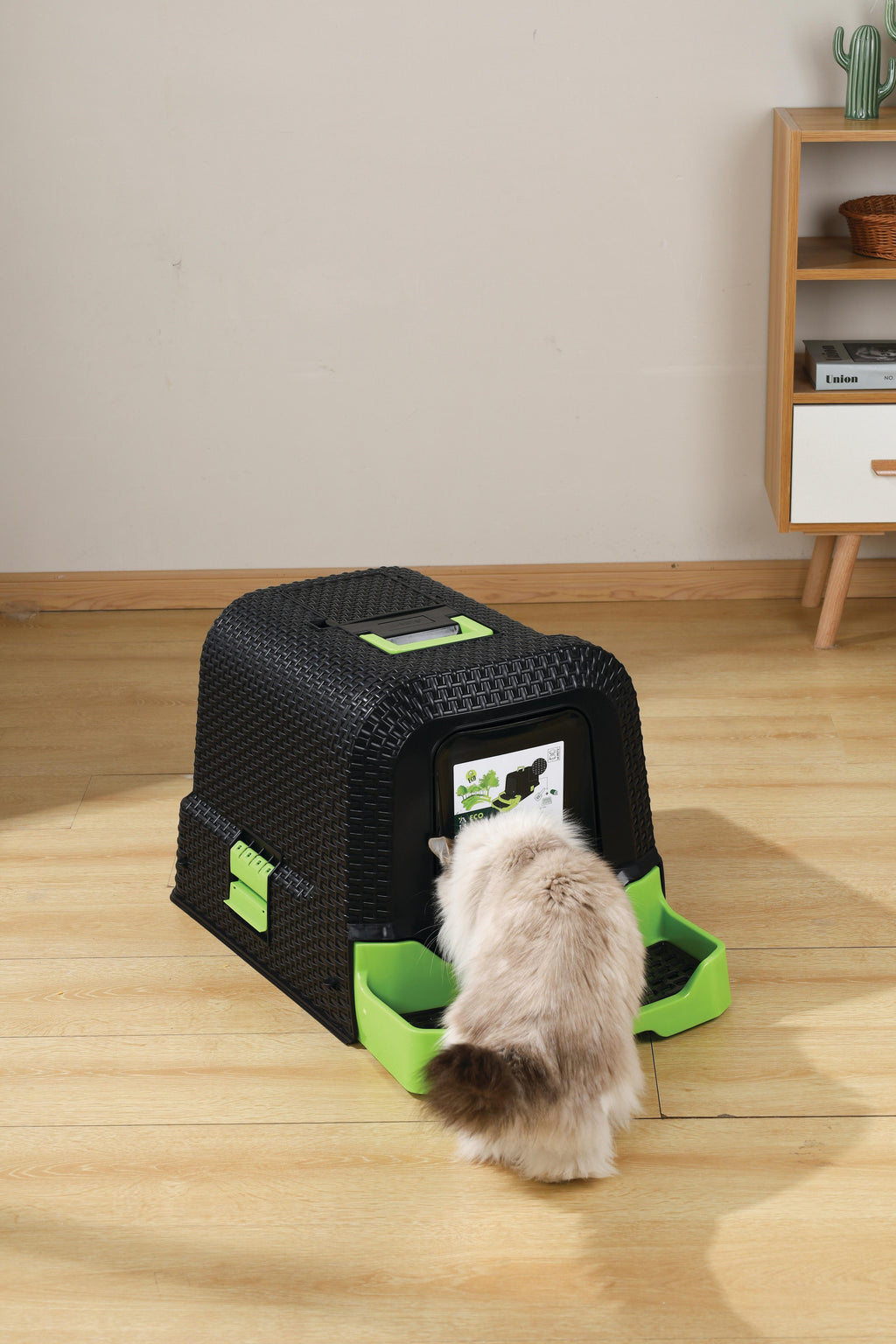 Lettiera per gatti in rattan ECO nera e verde