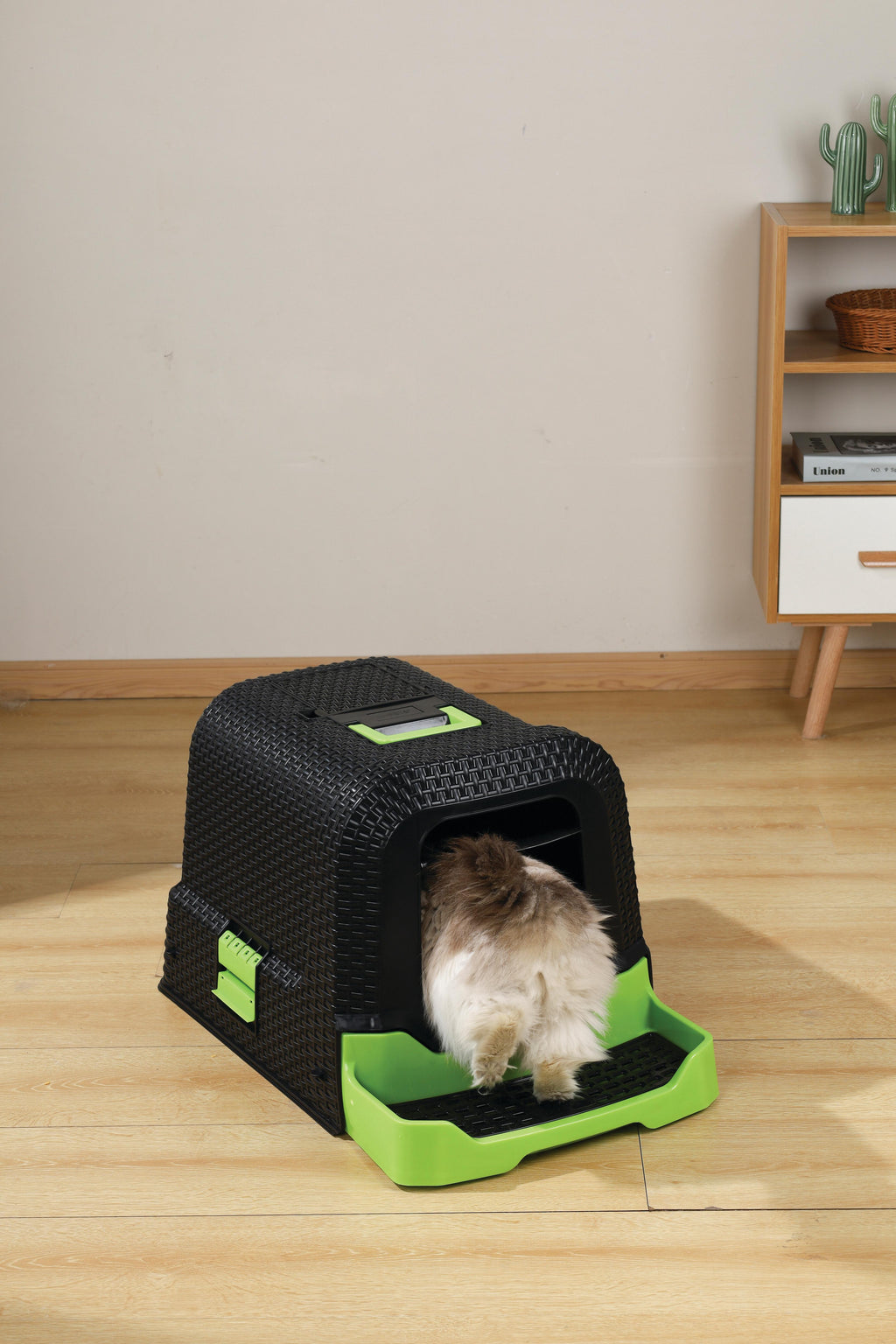 Lettiera per gatti in rattan ECO nera e verde