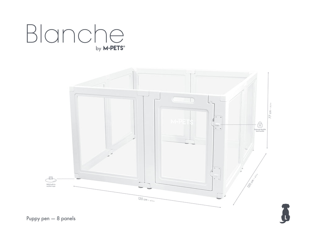 BLANCHE Puppy pen 8 panels L white