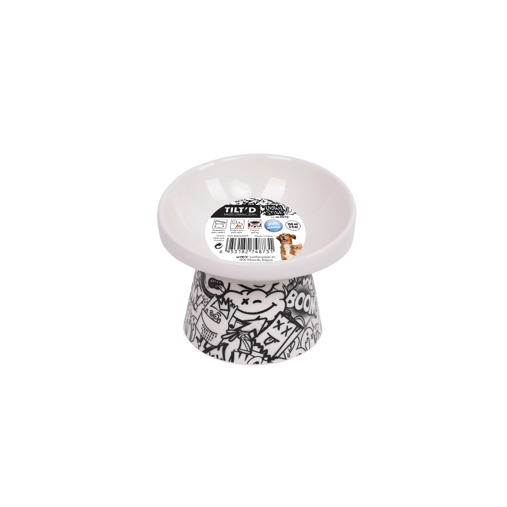 URBANSTYLE TILT'D Ciotola in Ceramica Rialzata Bianca e Nera