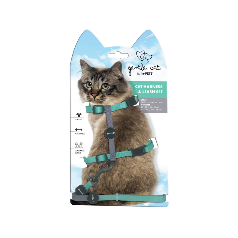 Set Pettorina e Guinzaglio GENTLE CAT Verde Giada