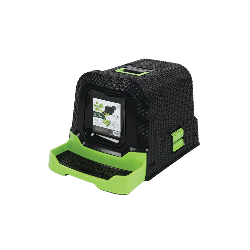 Lettiera per gatti in rattan ECO nera e verde