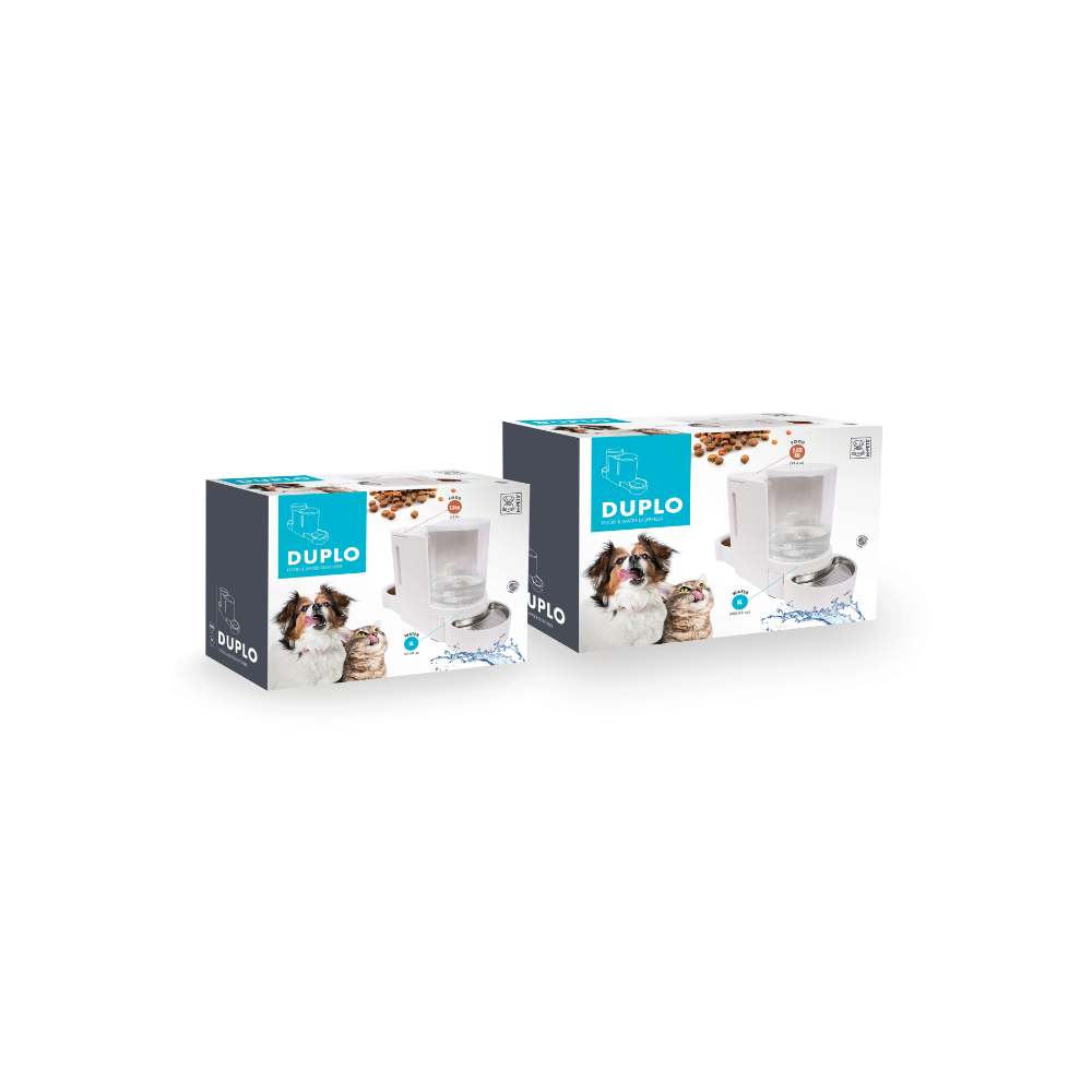 DUPLO Distributore di Cibo e Acqua Bianco