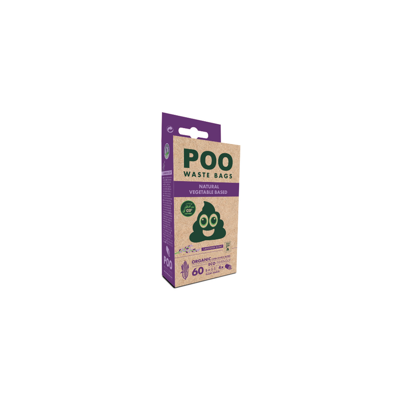 Borse per rifiuti di cane POO - A base vegetale - Profumo di lavanda (60 borse)