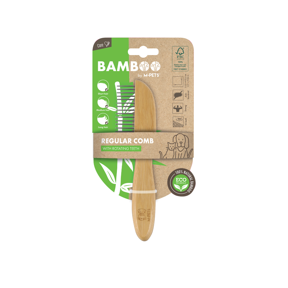 Pettine Regolare in BAMBOO con Denti Rotanti - 16 denti