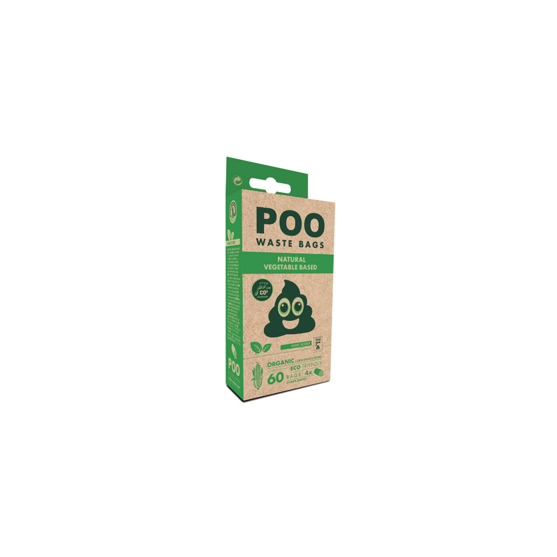 Borse per rifiuti di cane POO - A base vegetale - Profumo di menta (60 borse)
