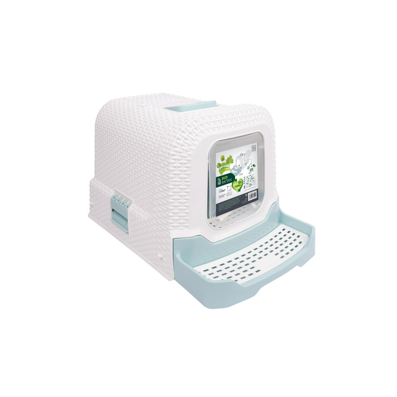 Toilette per gatti in rattan ECO blu