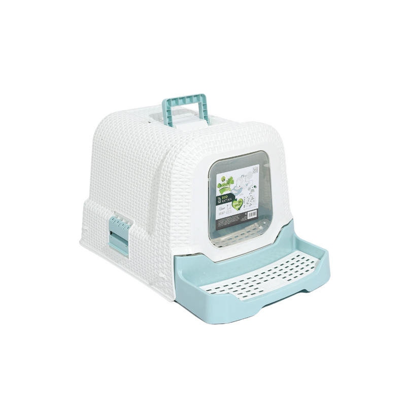 Toilette per gatti in rattan ECO blu