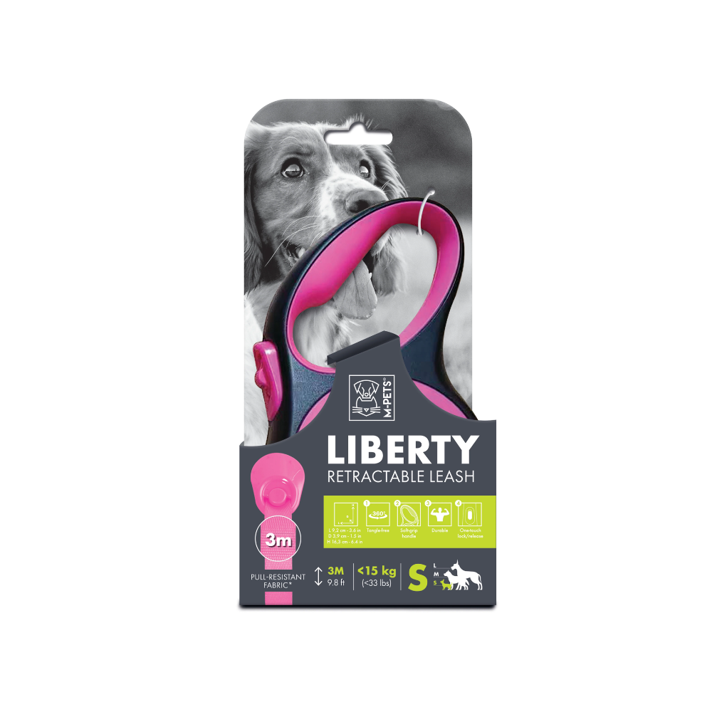 Guinzaglio Retrattile LIBERTY per Cani - Rosa