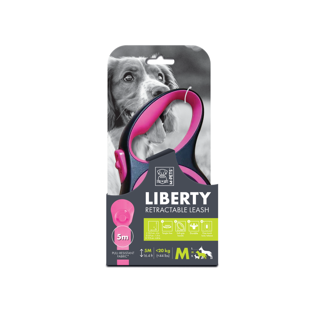 Guinzaglio Retrattile LIBERTY per Cani - Rosa