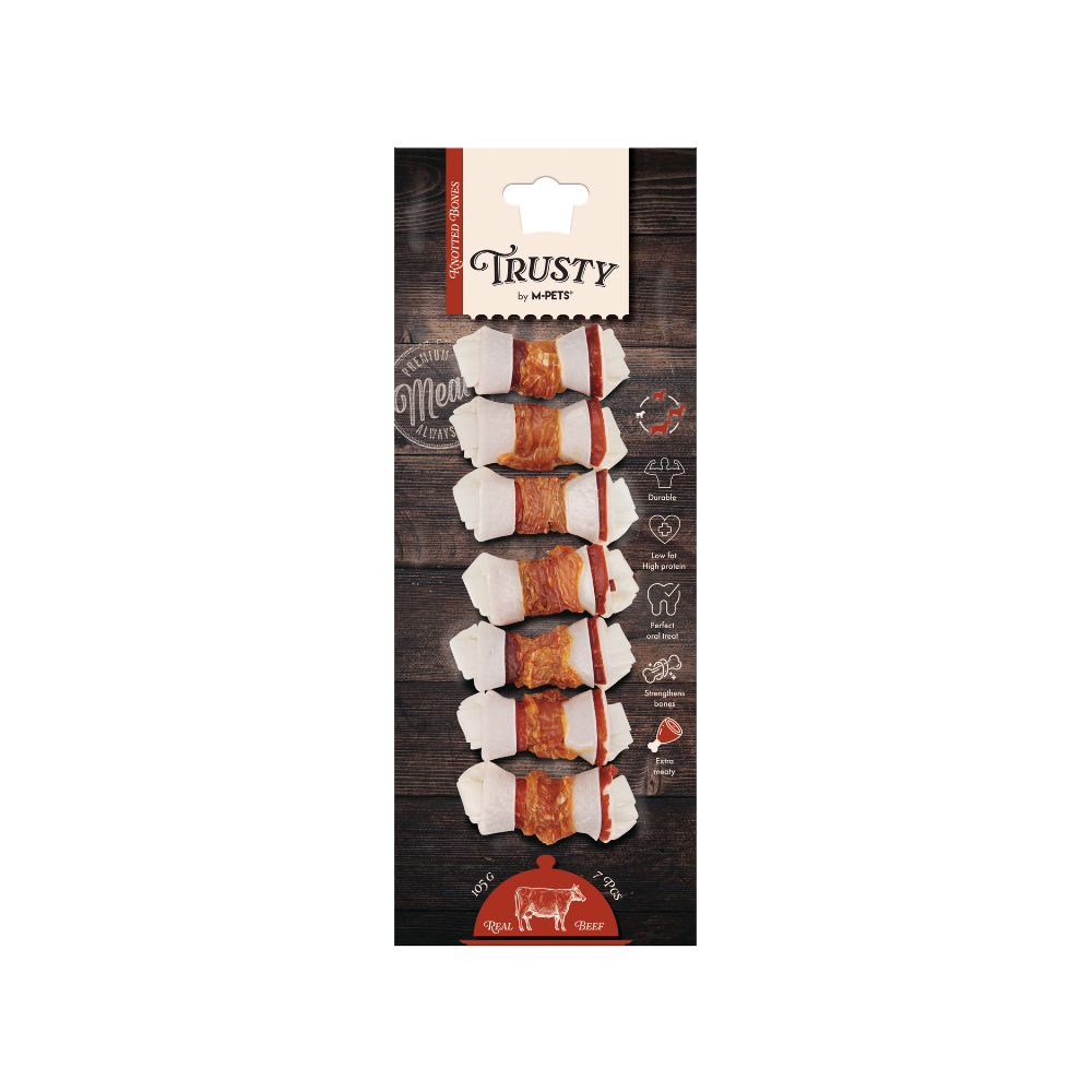 TRUSTY Ossa annodate Gusto extra carnoso di manzo 6,4 cm