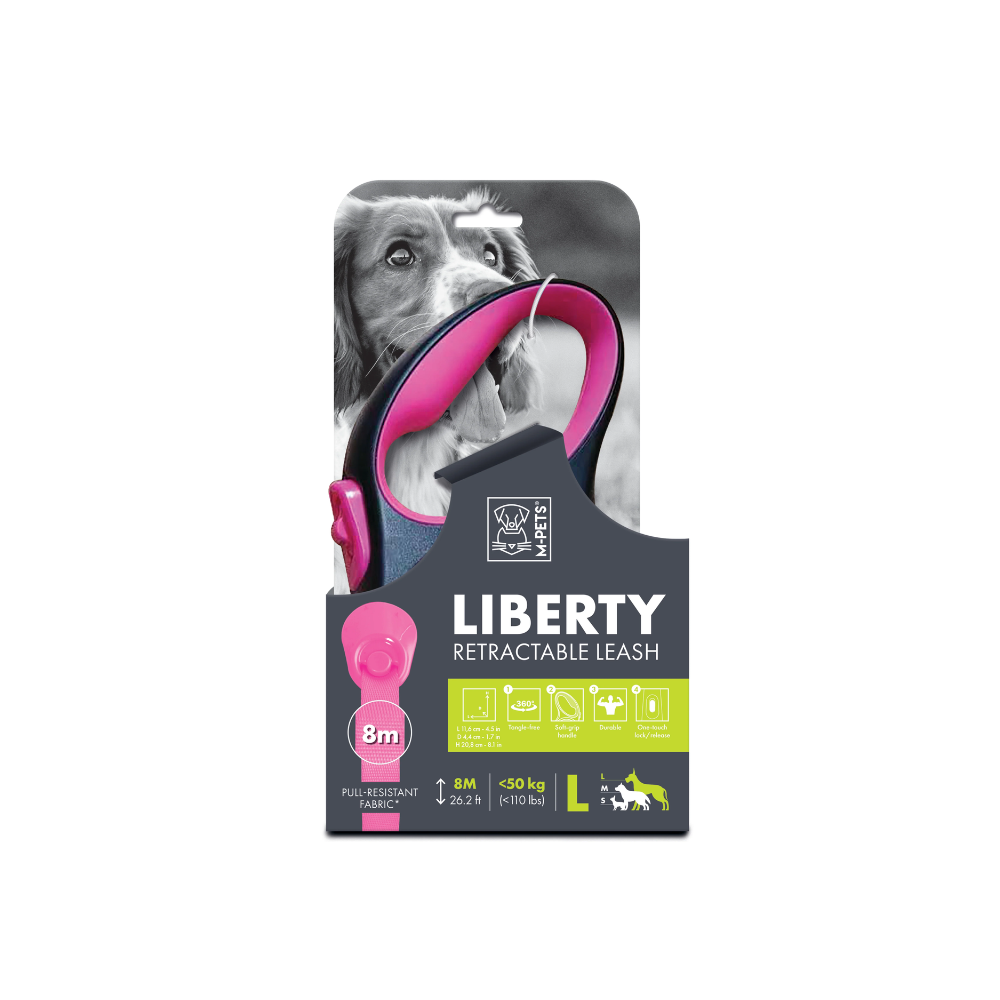 Guinzaglio Retrattile LIBERTY per Cani - Rosa