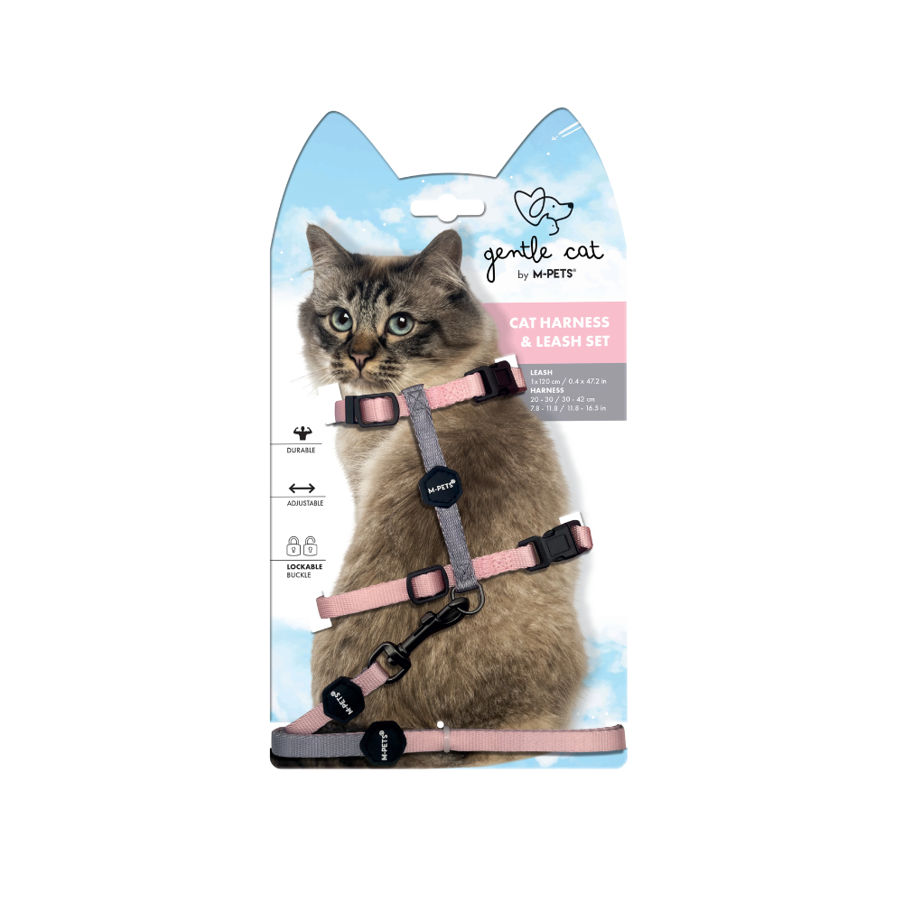 Set Pettorina e Guinzaglio GENTLE CAT Rosa Cipria