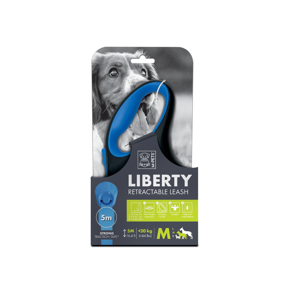 Guinzaglio Retrattile LIBERTY per Cani Blu