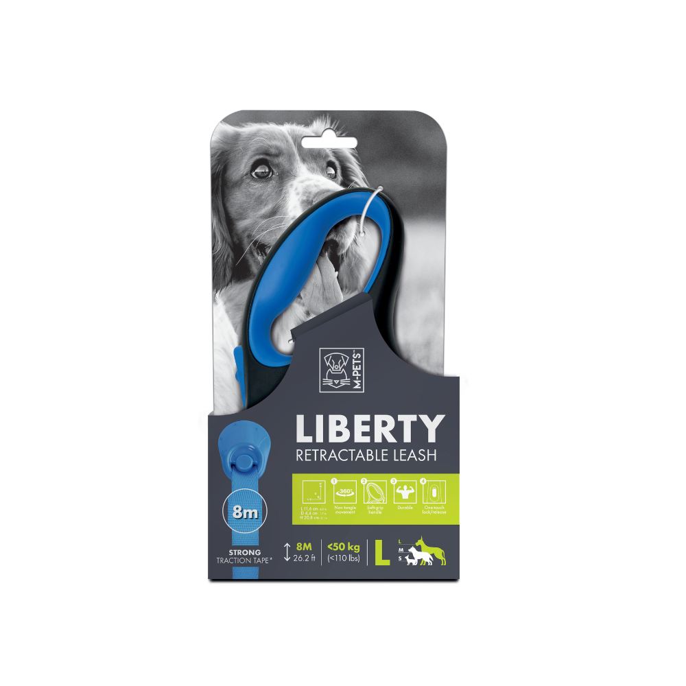 Guinzaglio Retrattile LIBERTY per Cani Blu