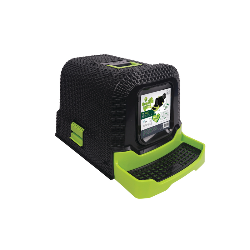 Lettiera per gatti in rattan ECO nera e verde