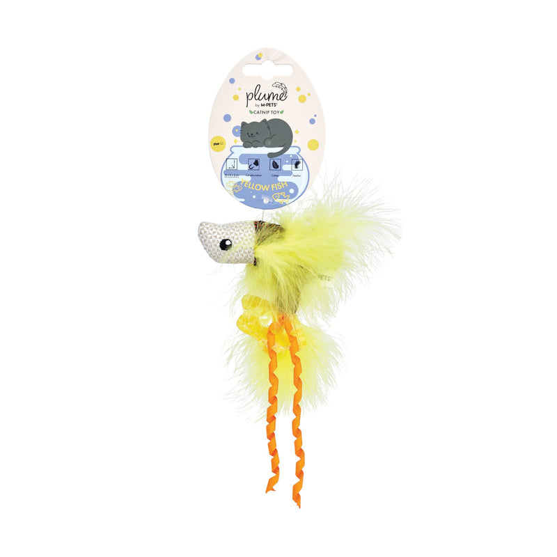 Plume catnip toy Yellow fish