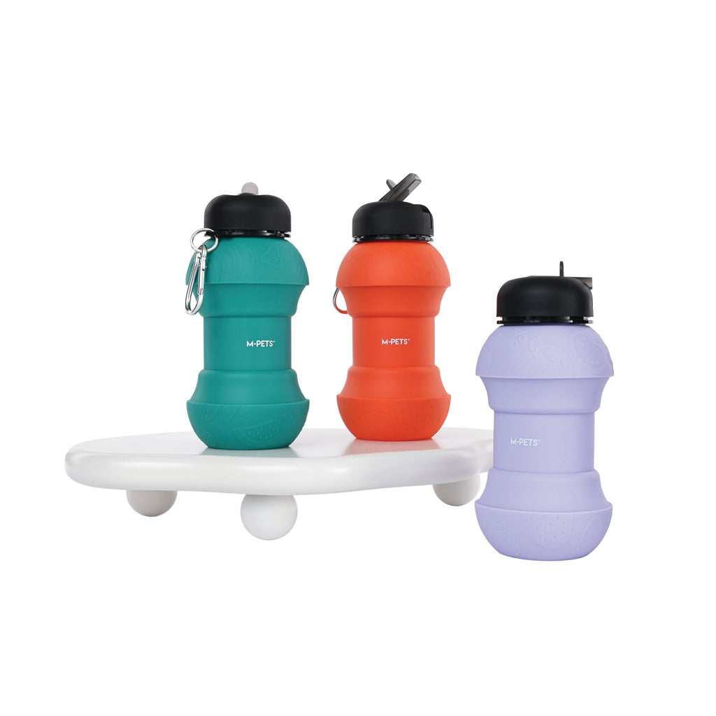 On the road Foldable dog water bottle 200ml-550ml 2 in 1 Lavender Purple Color