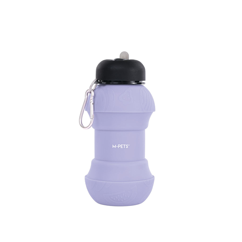 On the road Foldable dog water bottle 200ml-550ml 2 in 1 Lavender Purple Color